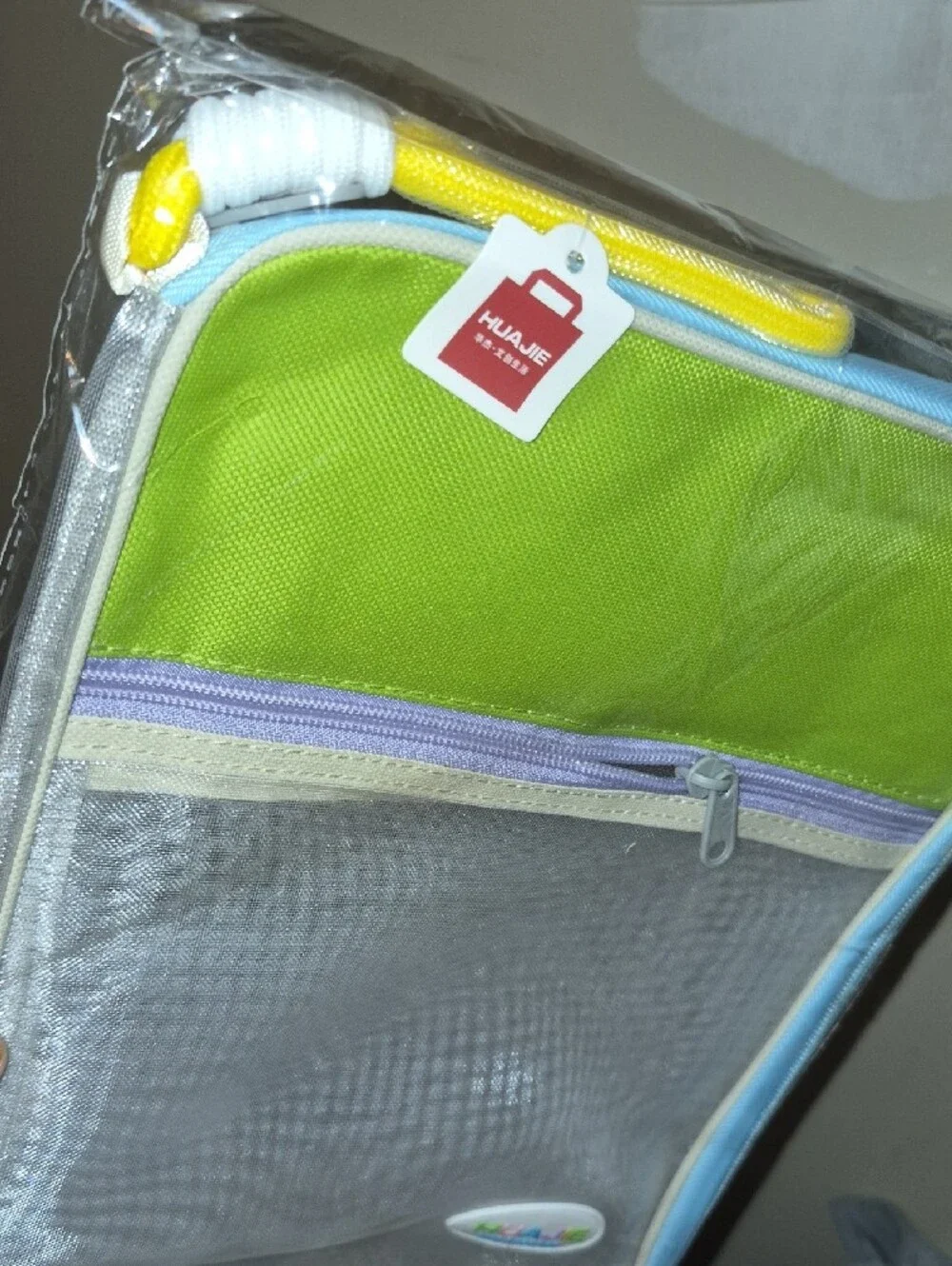 Clear Front Travel Pouch in Green and Blue Nwt